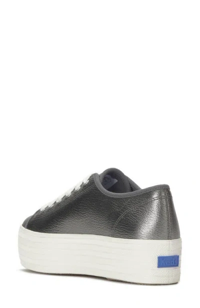 Keds Women's Triple Up Metallic Leather Lace Up Leather Sneakers In Gray