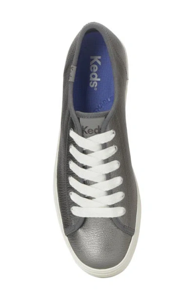Keds Women's Triple Up Metallic Leather Lace Up Leather Sneakers In Gray