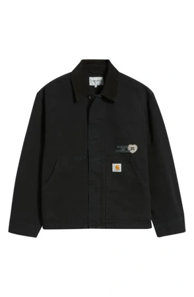 Carhartt Work In Progress Og Arcan Graphic Organic Cotton Canvas Jacket In Black
