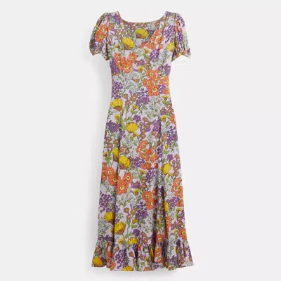 Coach Restored Floral Midi Dress In Multi