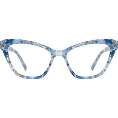 Kate Spade New York Gracelyn 54mm Blue Light Blocking Rectangular Reading Glasses In Blue