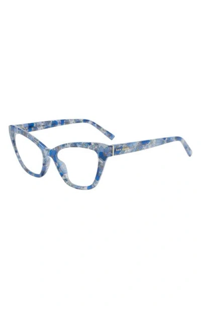 Kate Spade New York Gracelyn 54mm Blue Light Blocking Rectangular Reading Glasses In Blue