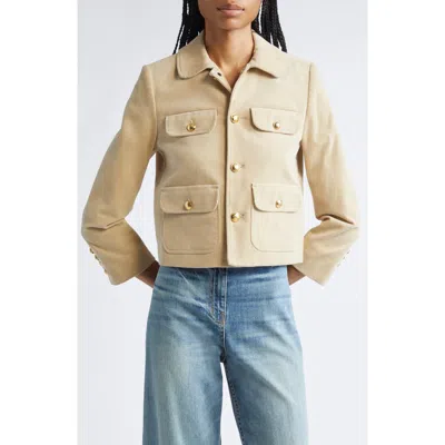 Nili Lotan Chamonix Cropped Cotton-blend Corduroy Jacket In Neutral