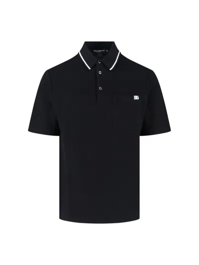 Dolce & Gabbana Cotton Pique Polo In Black