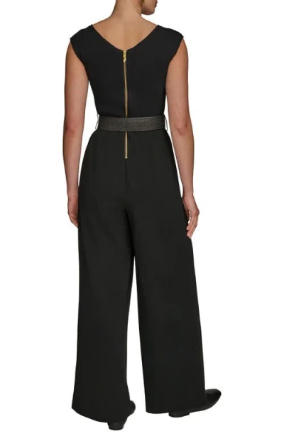 Donna Karan Women's Belted Straight-leg Jumpsuit In Black