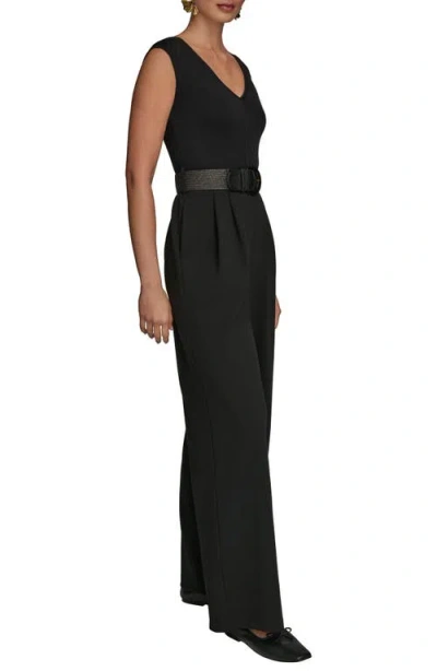 Donna Karan Women's Belted Straight-leg Jumpsuit In Black