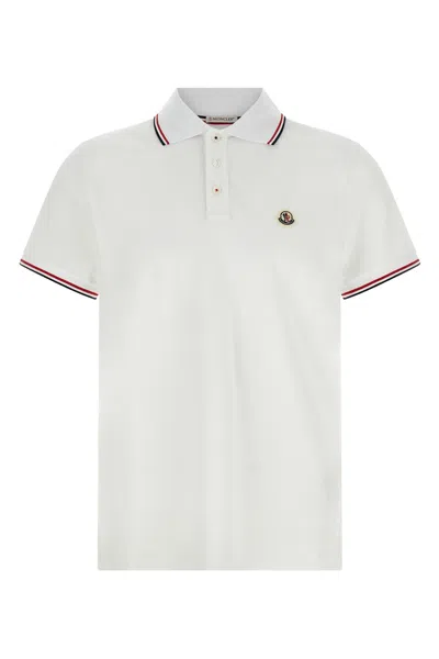 Moncler White Cotton Short-sleeved Polo T-shirt In White