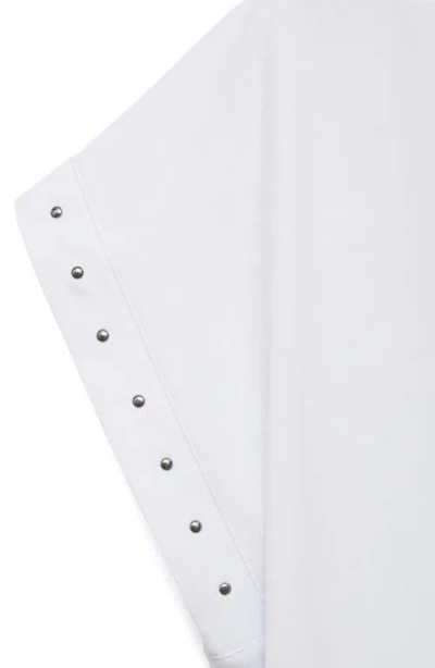 Mango Stud Accent Cotton V-neck T-shirt In White