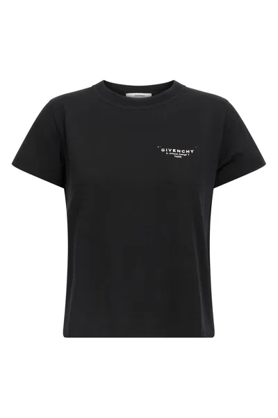 Givenchy Black Crewneck T-shirt With Logo Lettering On Front And Rear In Cotton Woman In Black