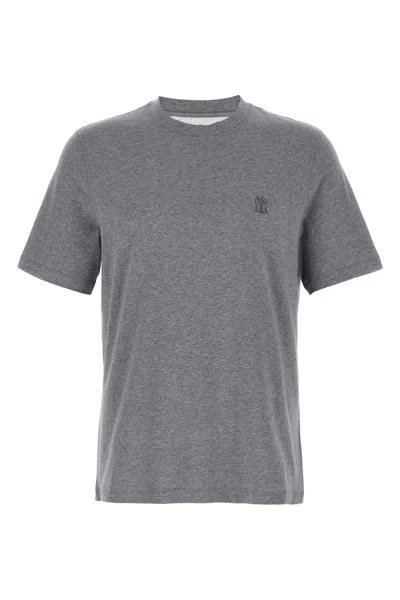 Brunello Cucinelli Cotton Crew Neck T-shirt In Gray