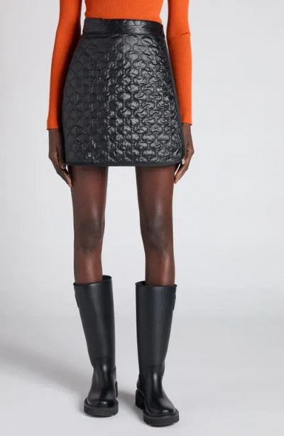 Moncler Quilted Black Skirt With Glossy Finish And Wrap Style