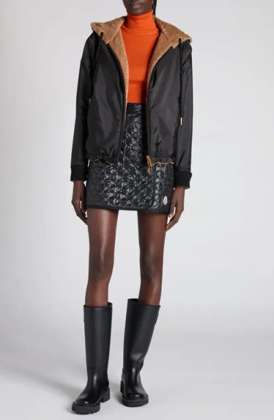 Moncler Quilted Black Skirt With Glossy Finish And Wrap Style