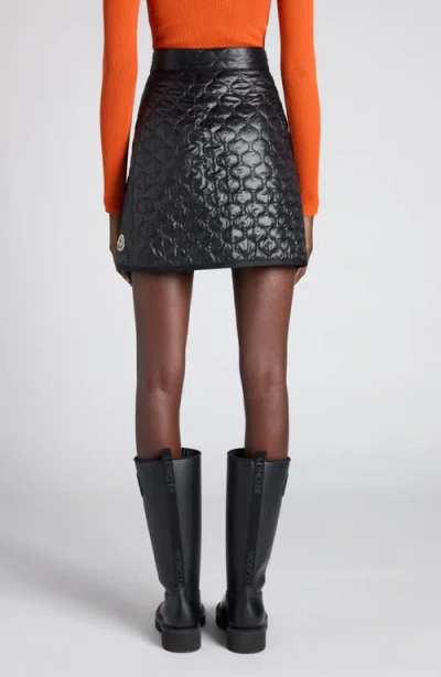Moncler Quilted Black Skirt With Glossy Finish And Wrap Style