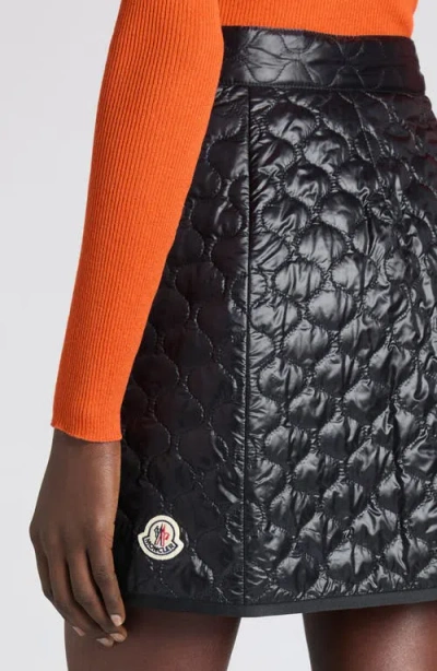 Moncler Quilted Black Skirt With Glossy Finish And Wrap Style