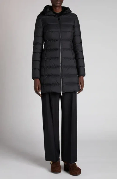 Moncler Gresillon Water Resistant Down Long Coat In Black
