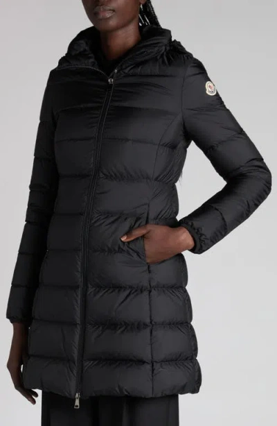 Moncler Gresillon Water Resistant Down Long Coat In Black