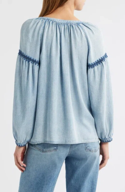 Rails Toshi Embroidered Chambray Blouse In Blue