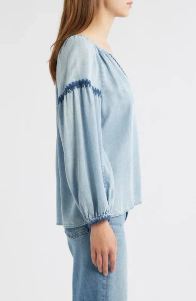Rails Toshi Embroidered Chambray Blouse In Blue