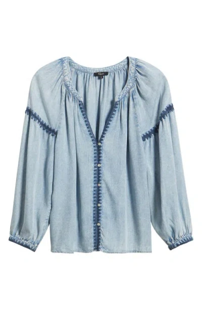Rails Toshi Embroidered Chambray Blouse In Blue