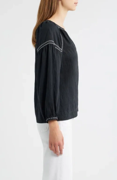 Rails Vasia Whip-stitch Woven Blouse In Black
