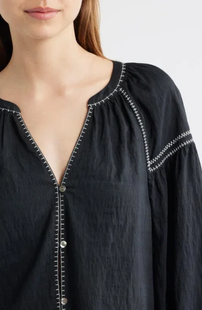Rails Vasia Whip-stitch Woven Blouse In Black