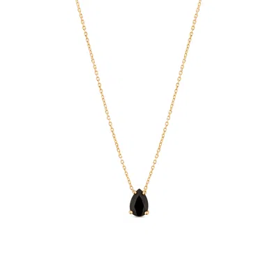 Sally Skoufis Women's Gold / Black Pure Droplet Necklace Petite With Man Made Cz Diamond Stimulant In Sterling Sil In Multi