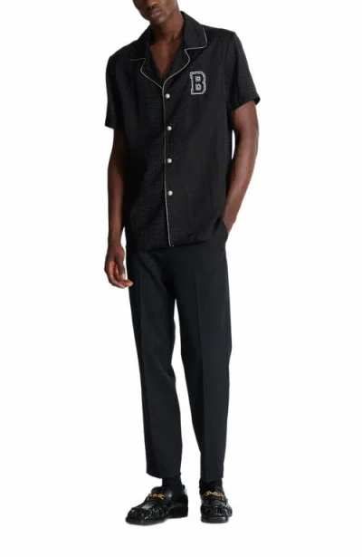 Balmain Varsity Style Shirt Featuring Contrast Piping In Black