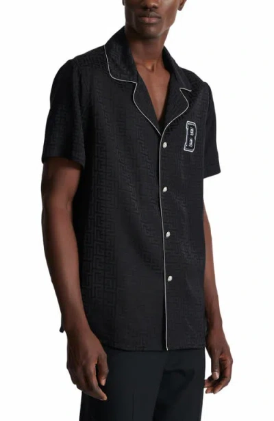 Balmain Varsity Style Shirt Featuring Contrast Piping In Black
