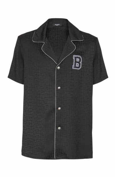 Balmain Varsity Style Shirt Featuring Contrast Piping In Black