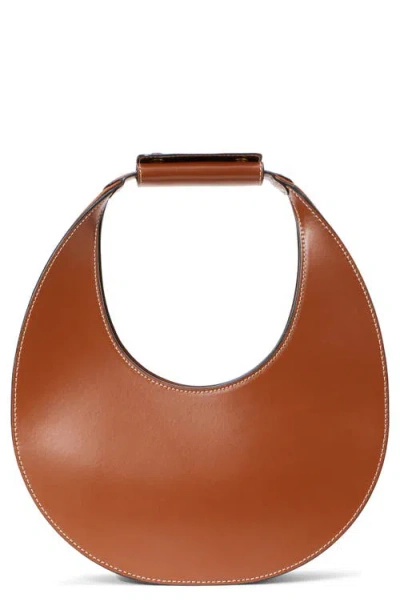 Staud Leather Handbag With Curved Shape And Handle In Brown