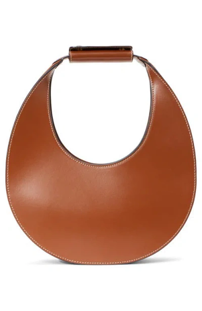 Staud Leather Handbag With Curved Shape And Handle In Brown