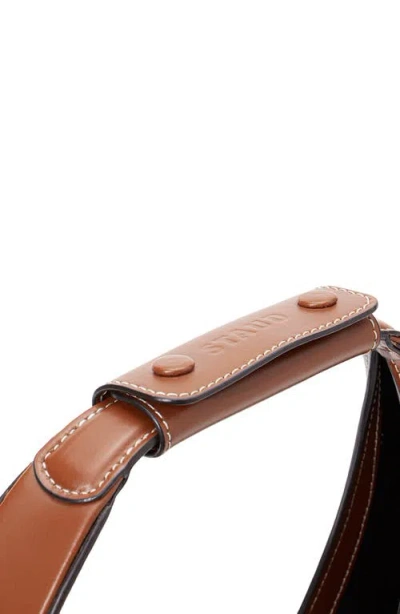 Staud Leather Handbag With Curved Shape And Handle In Brown