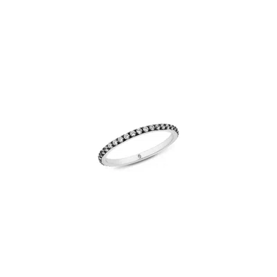 Sally Skoufis Women's Black / White Highbeam Midi Ring With Man Made White Cz Diamond Stimulant In Platinum In Multi