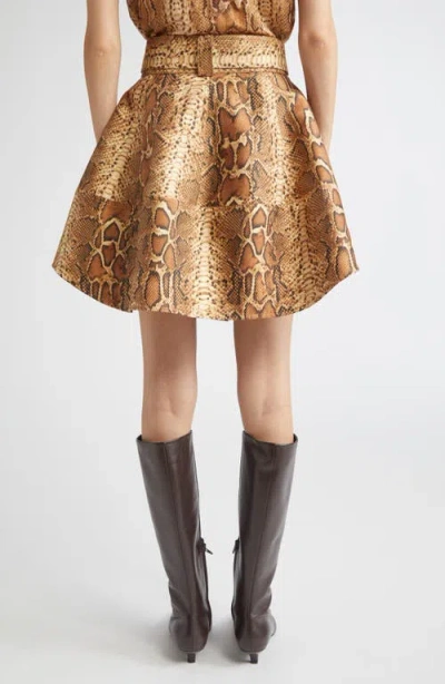 Zimmermann Midi Skirt With Animal Print And Belt In Brown