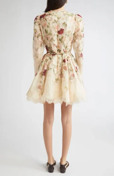 Zimmermann Womens Cream Cascade Hypnotic Lace Linen And Silk Mini Dress In Multi