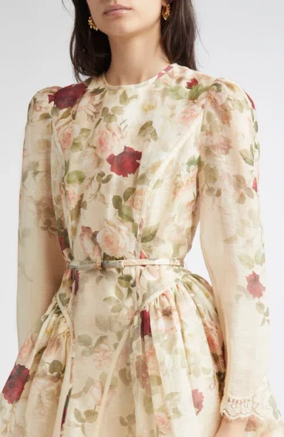 Zimmermann Womens Cream Cascade Hypnotic Lace Linen And Silk Mini Dress In Multi