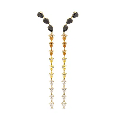 Sally Skoufis Women's White / Gold / Black Cascade Drop Earrings With Man Made Mix Cz Diamond Stimulant In 18k Gol In Multi