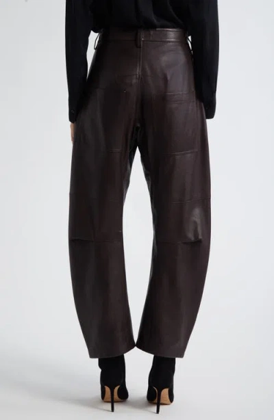 Nili Lotan Mid-rise Barrel Leg Lammleder-hose Shon Leather In Brown