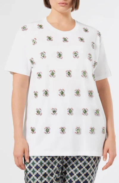 Marina Rinaldi Cotton Jewel-embellished Reed T-shirt In White