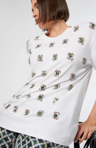 Marina Rinaldi Cotton Jewel-embellished Reed T-shirt In White