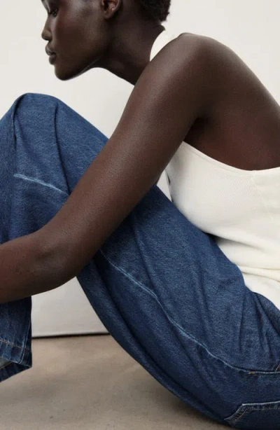 Mango Women's Wide Leg Pleated Jeans In Blue