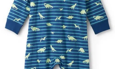 Hatley Stripe Dinosaur Print Glow In Blue