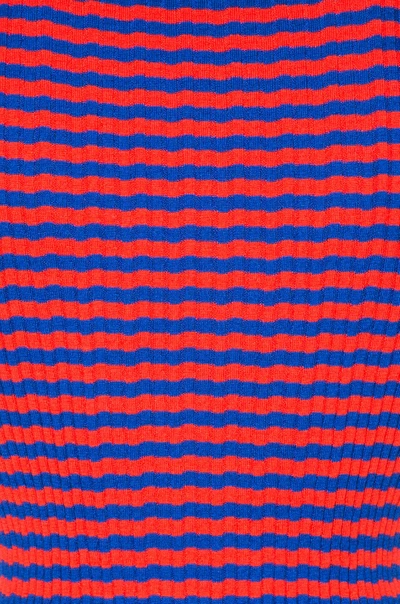 Shop Proenza Schouler Silk Cashmere Irregular Stripe Cropped In Blue, Red, Stripes. In Geranium & Sapphire