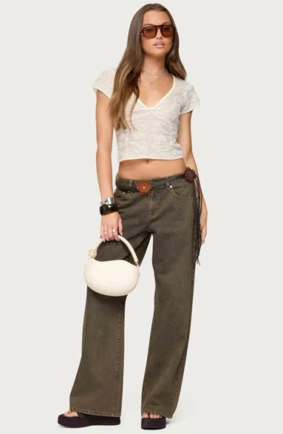 Edikted Krystal Twist Front Crop Mesh Top In White