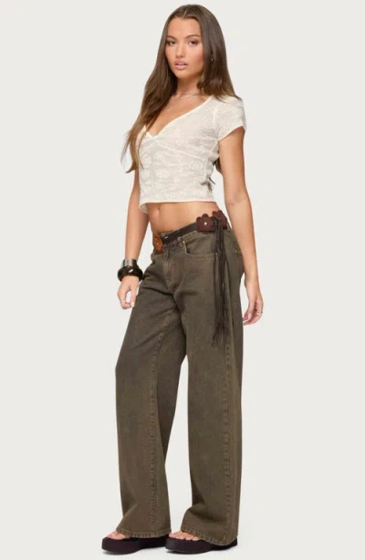 Edikted Krystal Twist Front Crop Mesh Top In White