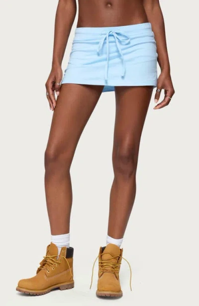 Edikted Bayside Stretch Cotton Micro Skort In Blue