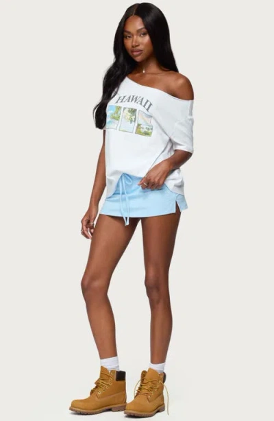 Edikted Bayside Stretch Cotton Micro Skort In Blue