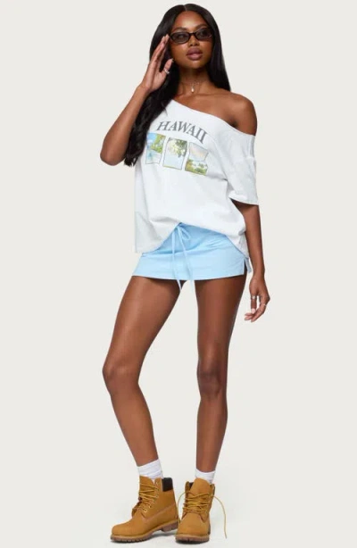 Edikted Bayside Stretch Cotton Micro Skort In Blue