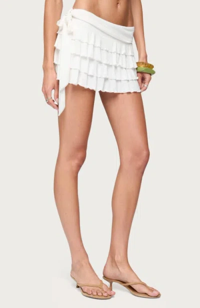 Edikted Sheba Asymmetric Ruffled Mini Skort In White