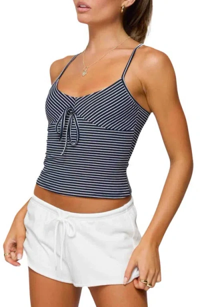 Edikted Tova Stripe Stretch Cotton Camisole In Blue